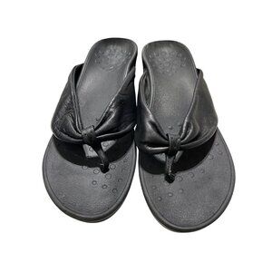 Womens Black Wedge Sandals With Knot Detail Size 10